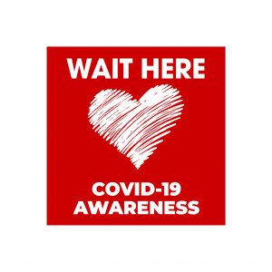 decal wait here COVID19 Awareness messaging