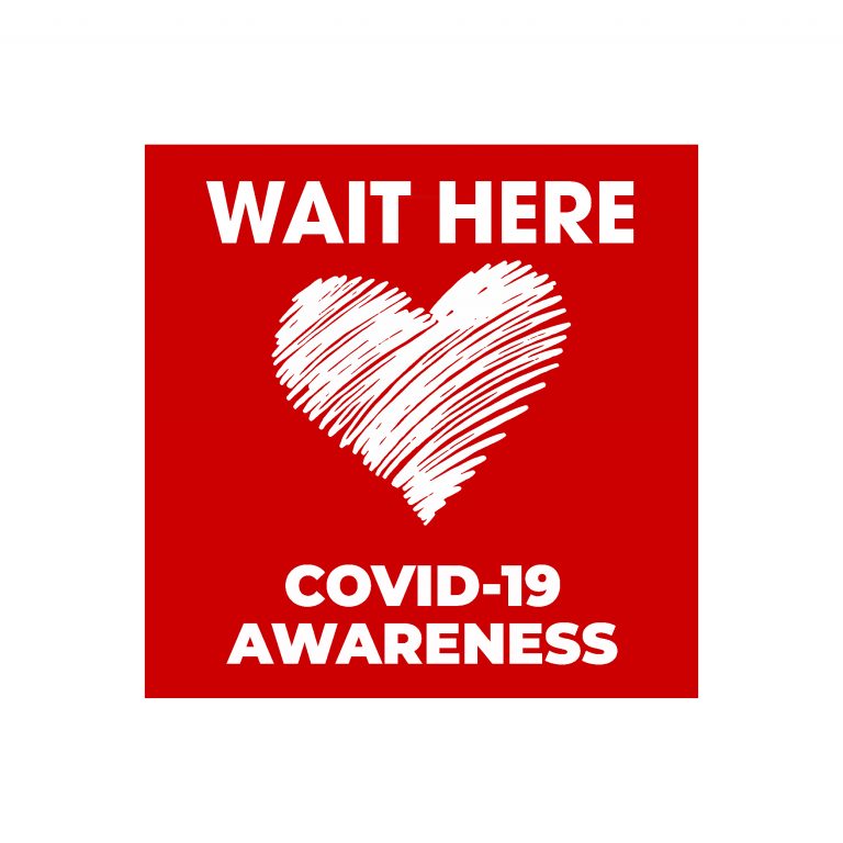 decal wait here COVID19 Awareness messaging