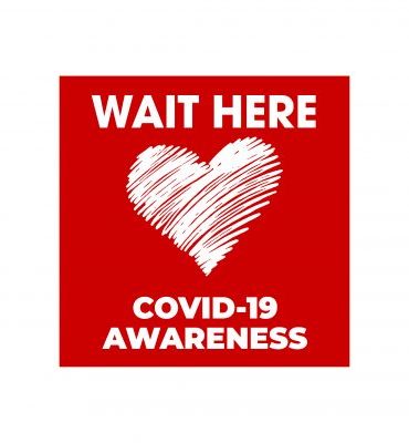 decal wait here COVID19 Awareness messaging